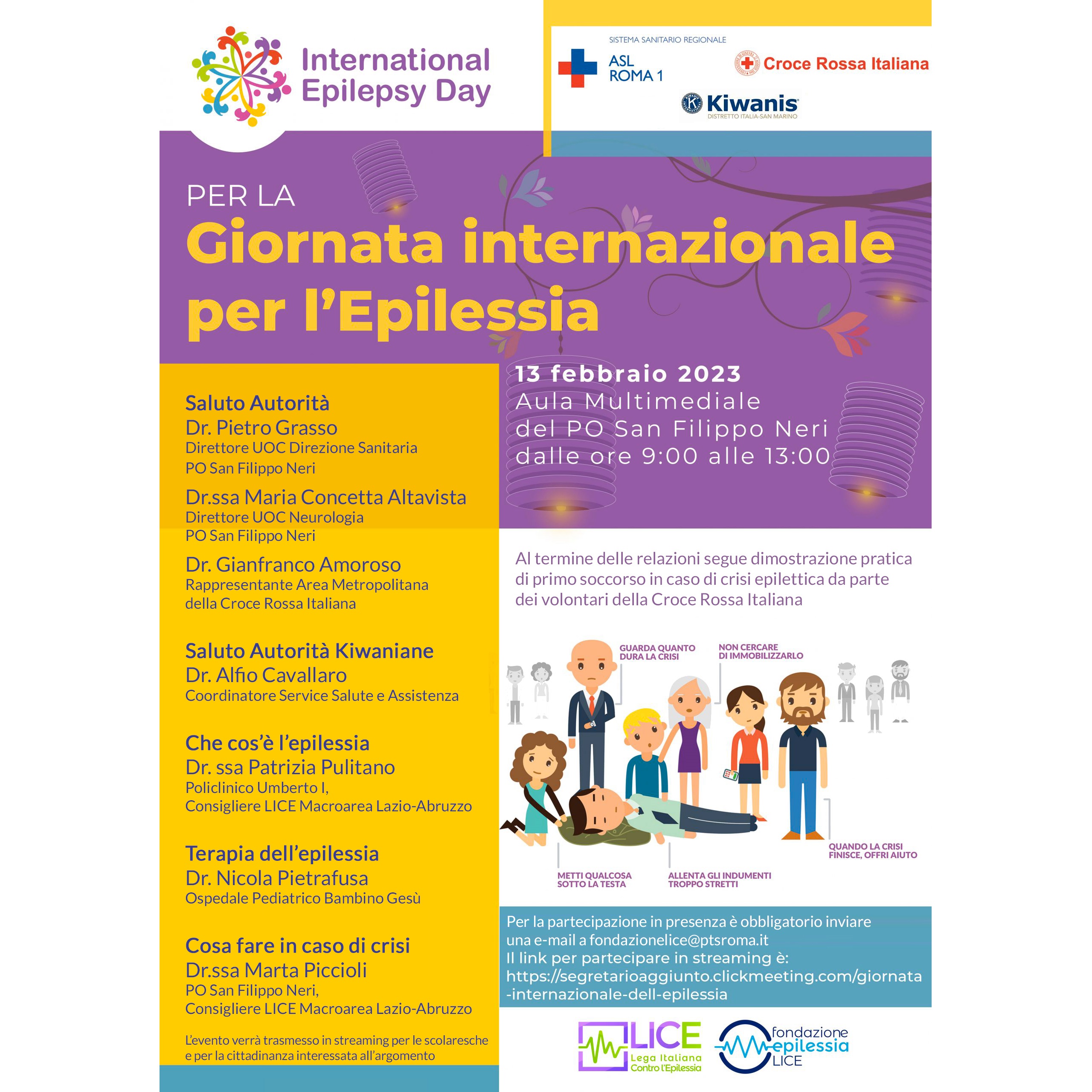 13 febbraio Evento al San Filippo Neri per la Giornata Internazionale dell’Epilessia