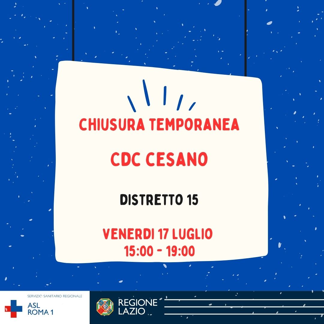 17 luglio: dalle 15:00 alle 19:00 chiusura temporanea Casa della Comunità Cesano