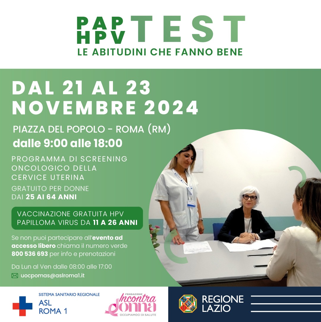 Dal 21 al 23 novembre screening oncologici gratuiti e vaccinazioni HPV a Piazza del Popolo per l'evento Campus Salute