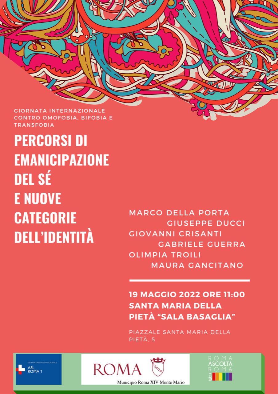 19 maggio Dibattito “Percorsi di emancipazione del sé e nuove categorie dell’identità”