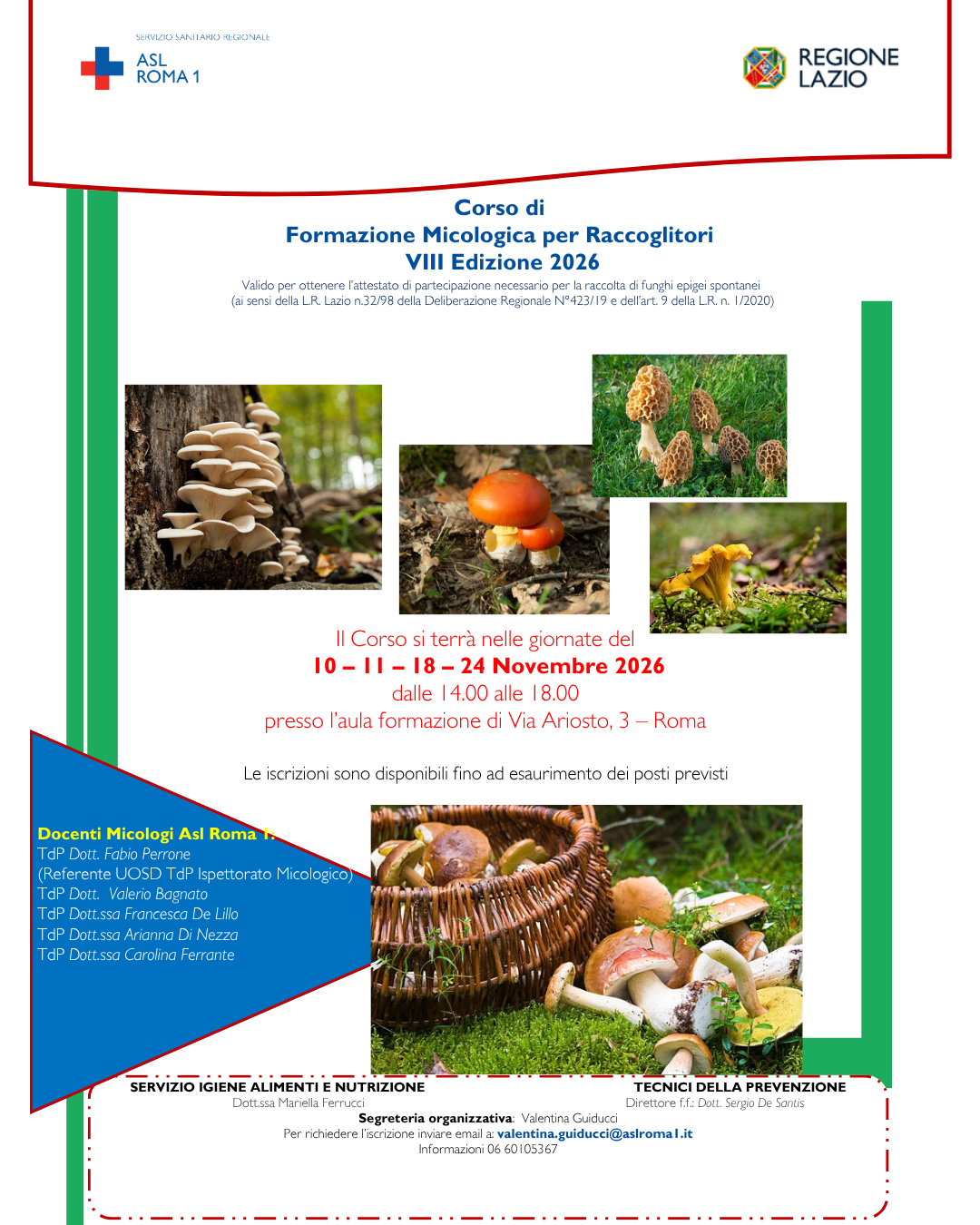Corso di formazione Micologica per la raccolta di funghi spontanei: nuova edizione dal 10 al 24 Novembre