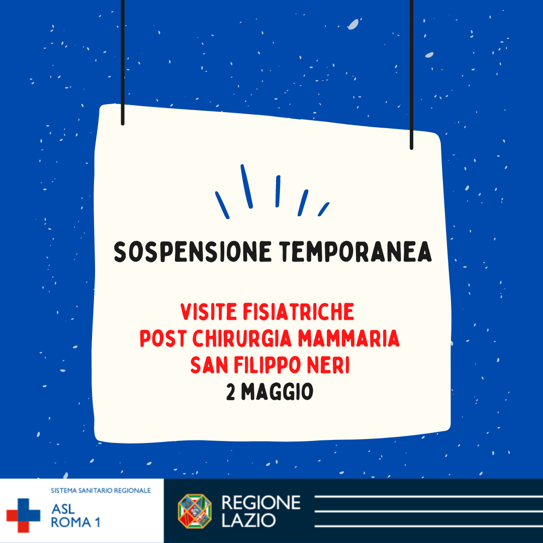 avviso 2 maggio sospensione temporanea Visite Fisiatriche post chirurgia mammaria