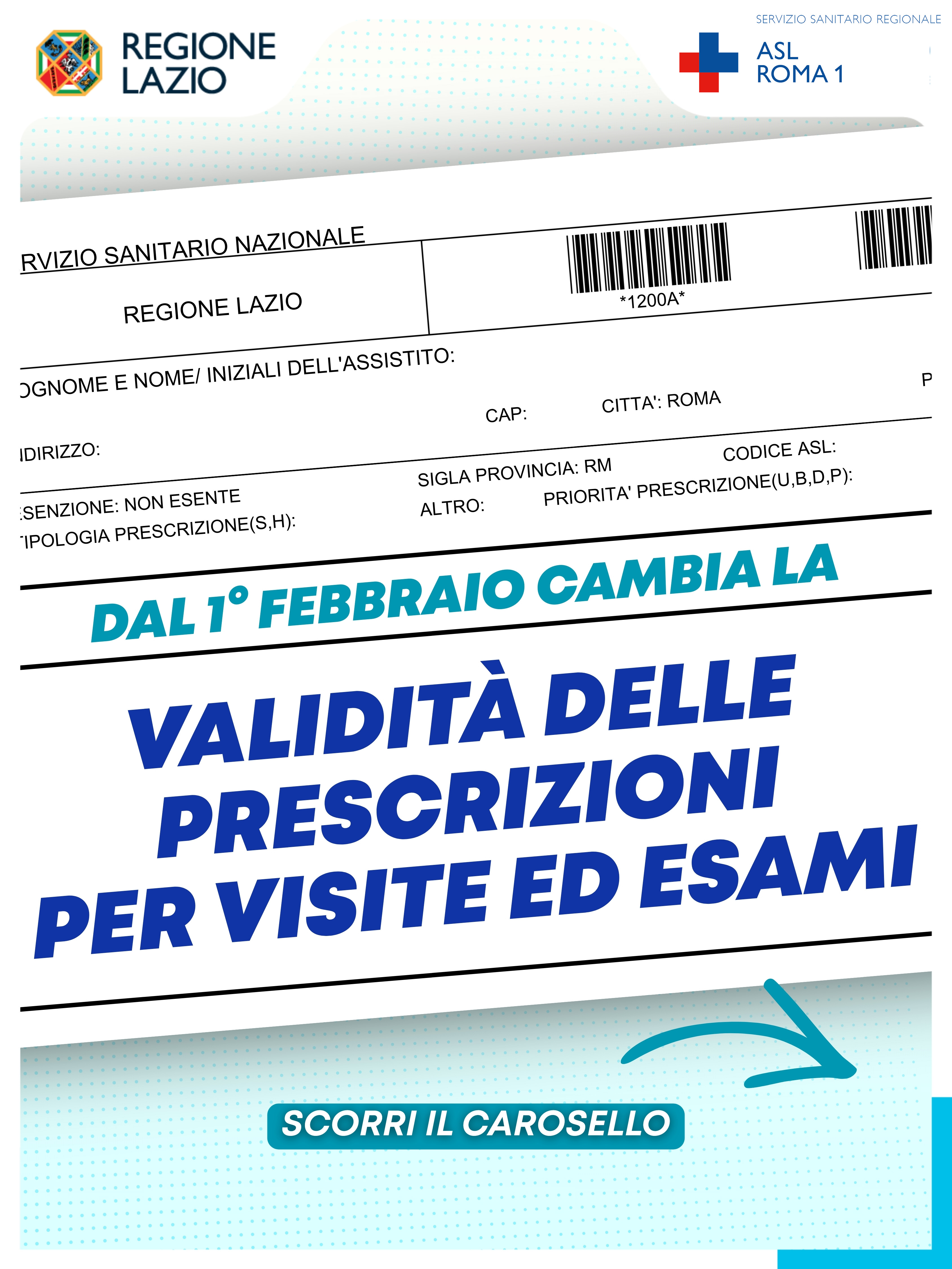 Dal 1° febbraio cambia la validità delle prescrizioni per visite ed esami