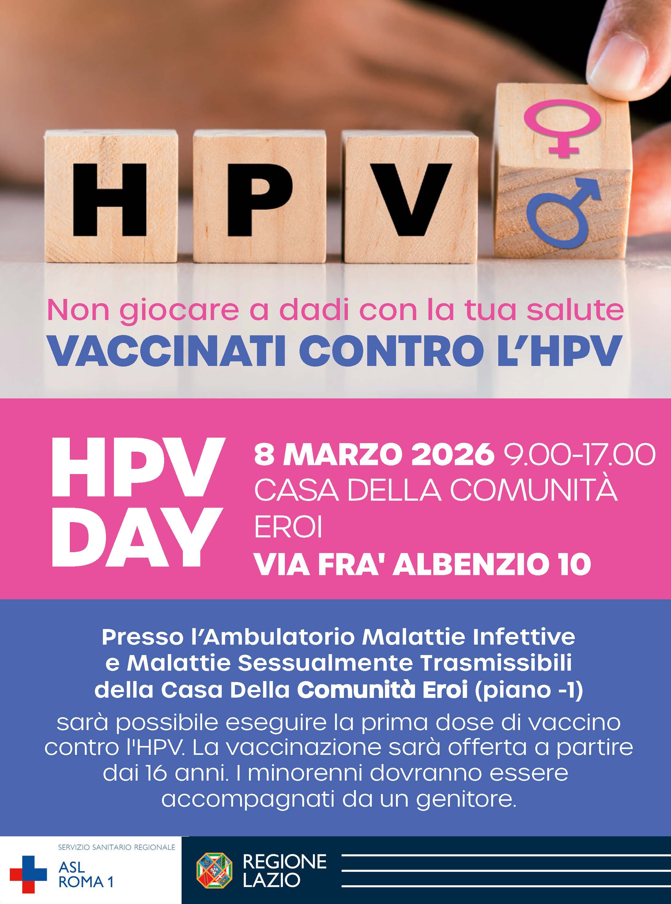 8 marzo è HPV Day: open day vaccinazioni contro il Papilloma Virus alla Casa della Comunità Eroi