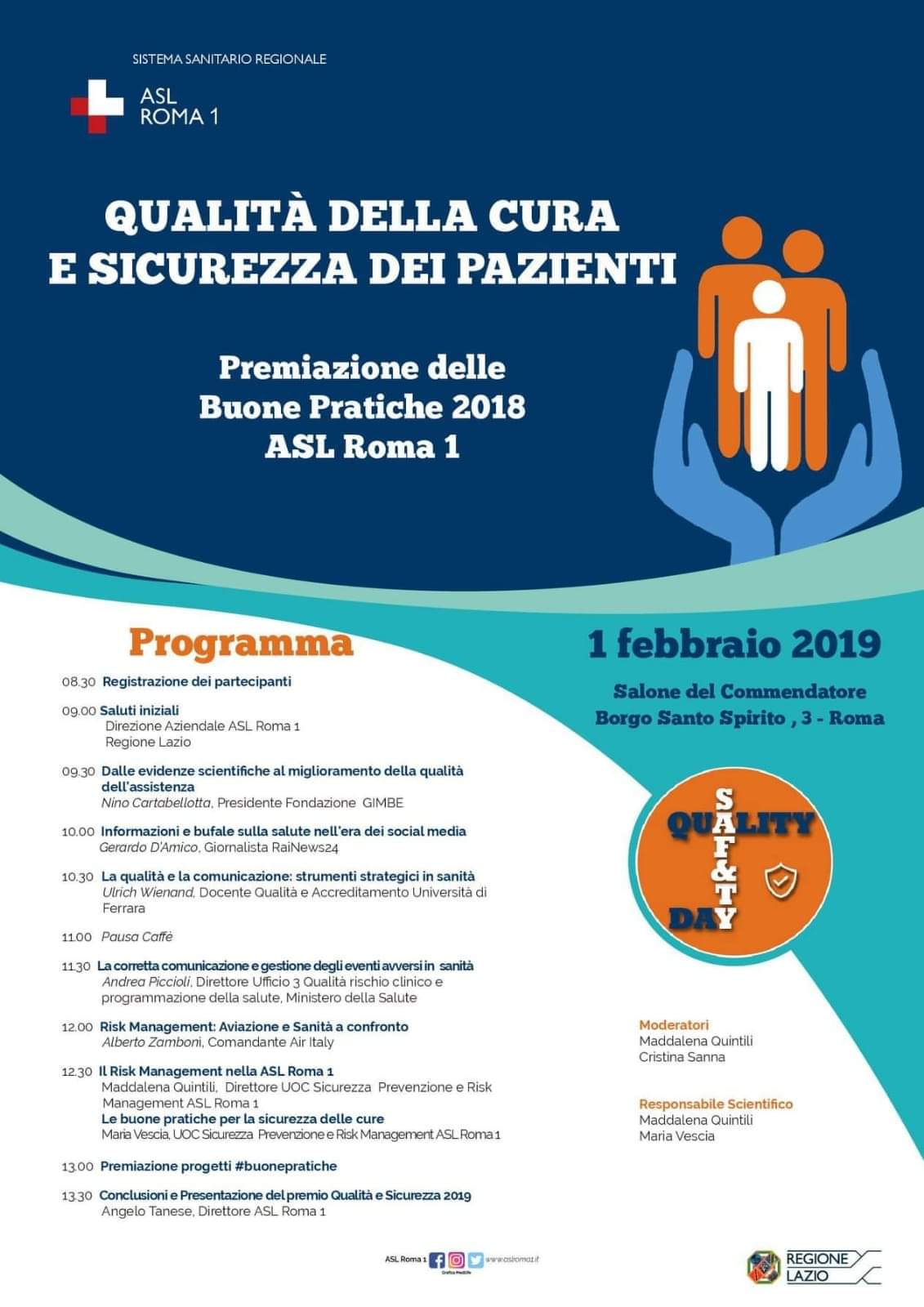 Qualità della Cura e Sicurezza dei Pazienti: premiazione Buone Pratiche 2018