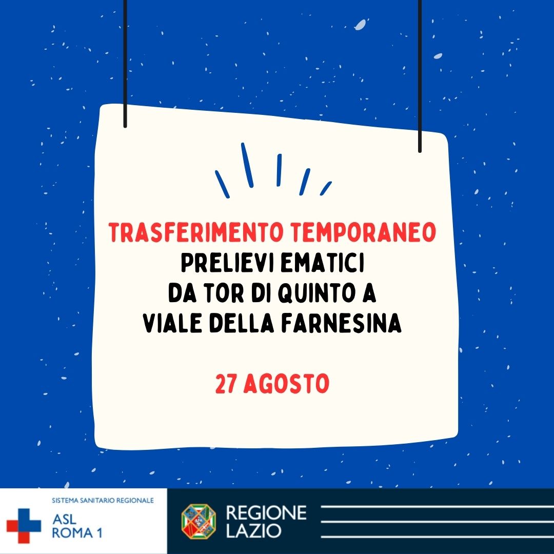 27 agosto trasferimento temporaneo Centro Vaccinale da Viale di Tor di Quinto 33/A a viale della Farnesina 1