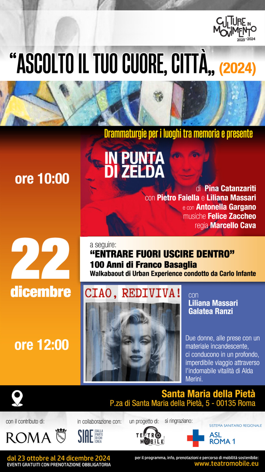 22 dicembre "Ascolto il tuo cuore", eventi al Santa Maria della Pietà