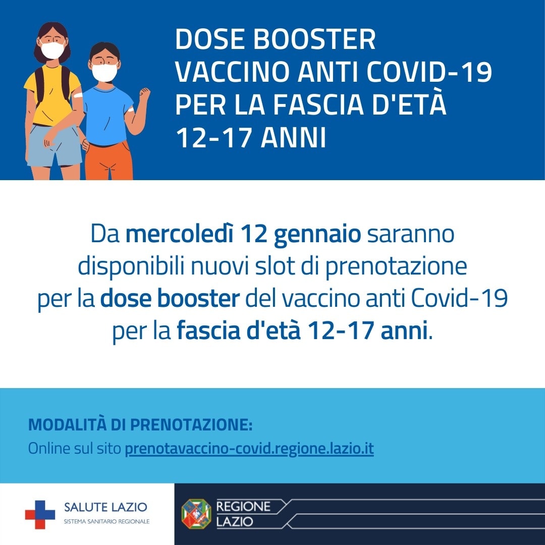 Vaccino anti Covid-19: dose di richiamo (booster) 12-17 anni