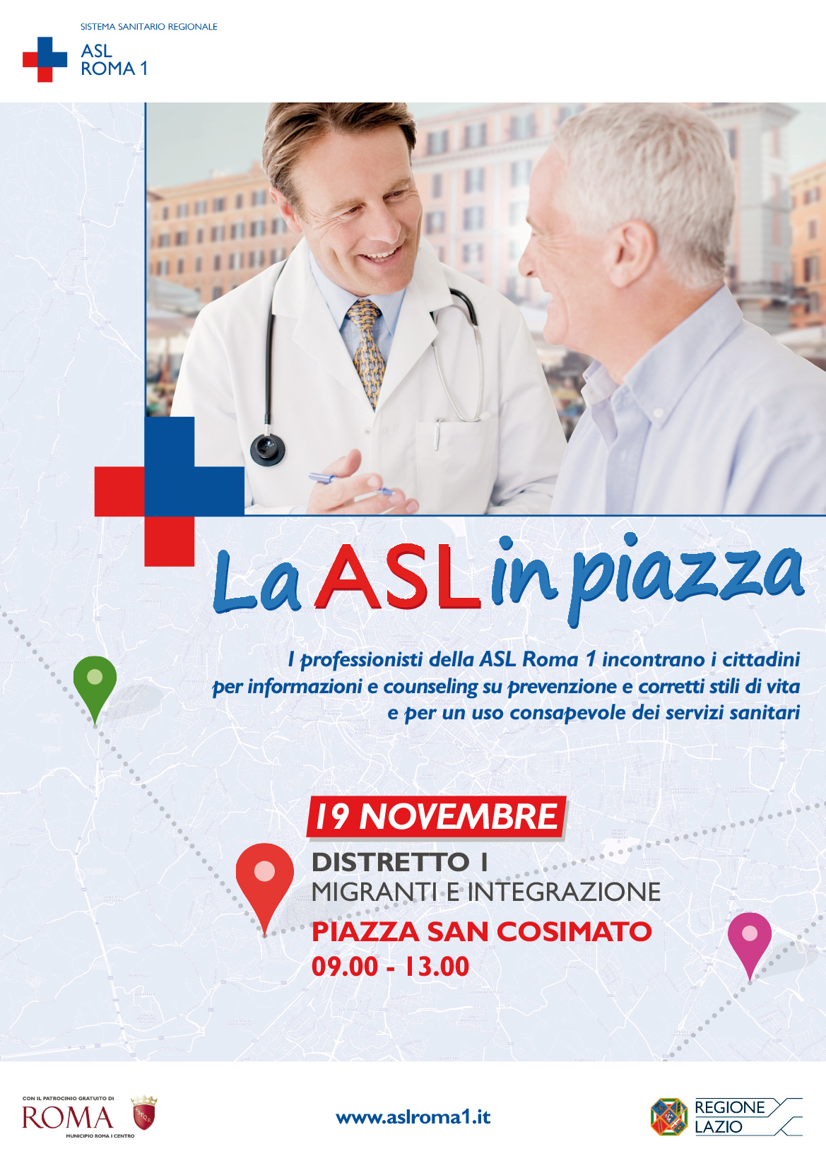 La ASL in piazza. San Cosimato. Testimonial Maria Grazia Cucinotta