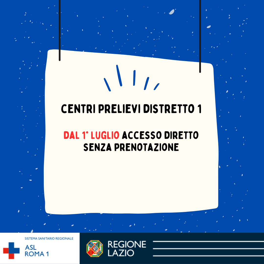 Centri Prelievi Distretto 1: dal 1° luglio l'accesso sarà diretto