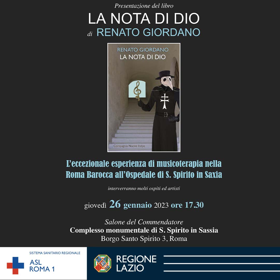 Il 26 gennaio la presentazione del libro “La Nota di Dio” di Renato Giordano al Salone del Commendatore