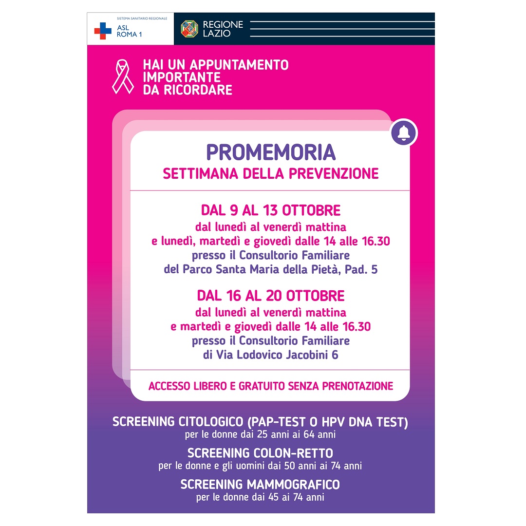 Ottobre Rosa, 9-13 ottobre e 16-20 ottobre Settimana della Prevenzione nel Distretto 14
