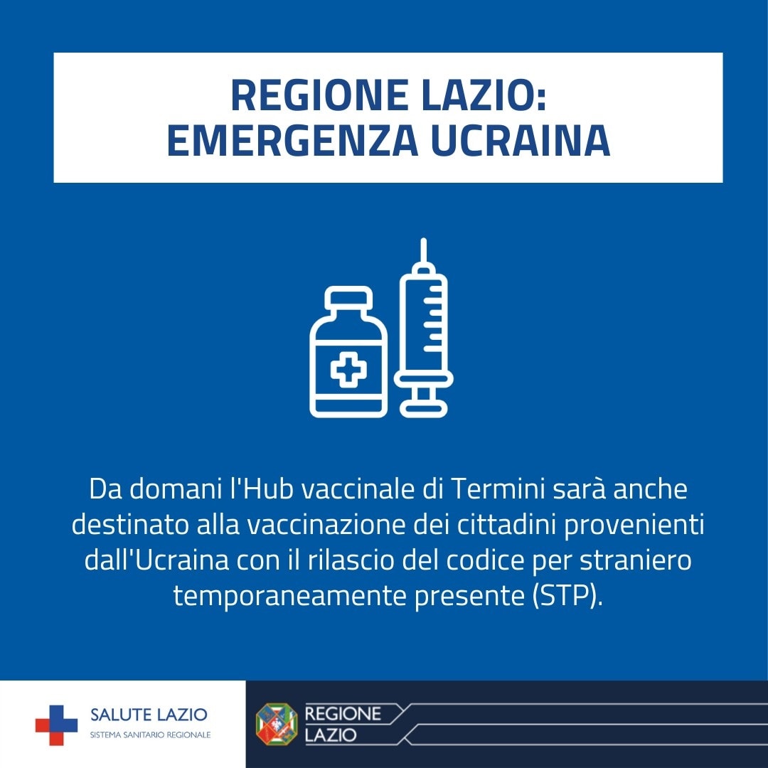 Hub Vaccinale Roma Termini: aperto anche a cittadini ucraini con rilascio codice STP