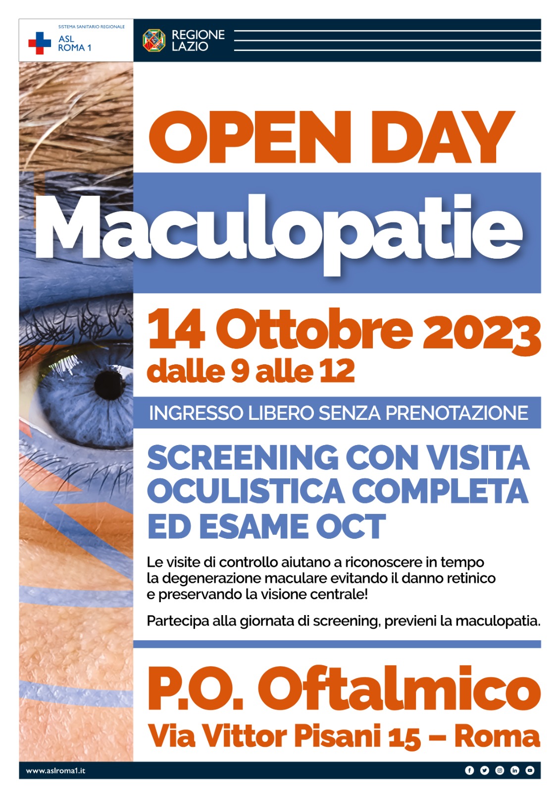 Sabato 14 ottobre. Open Day Maculopatie