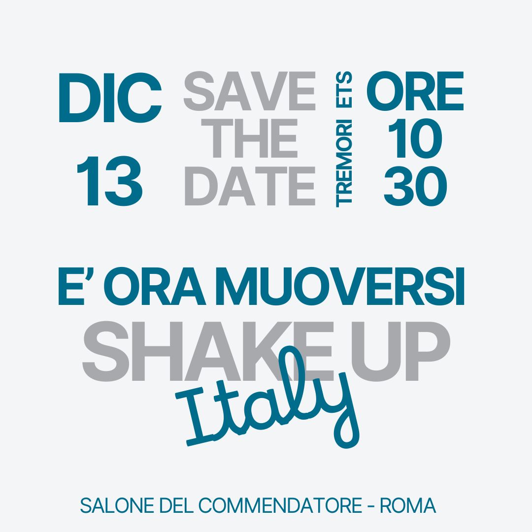 13 dicembre “Shake Up Italy”, evento dell’Associazione Tremori nel Salone del Commendatore