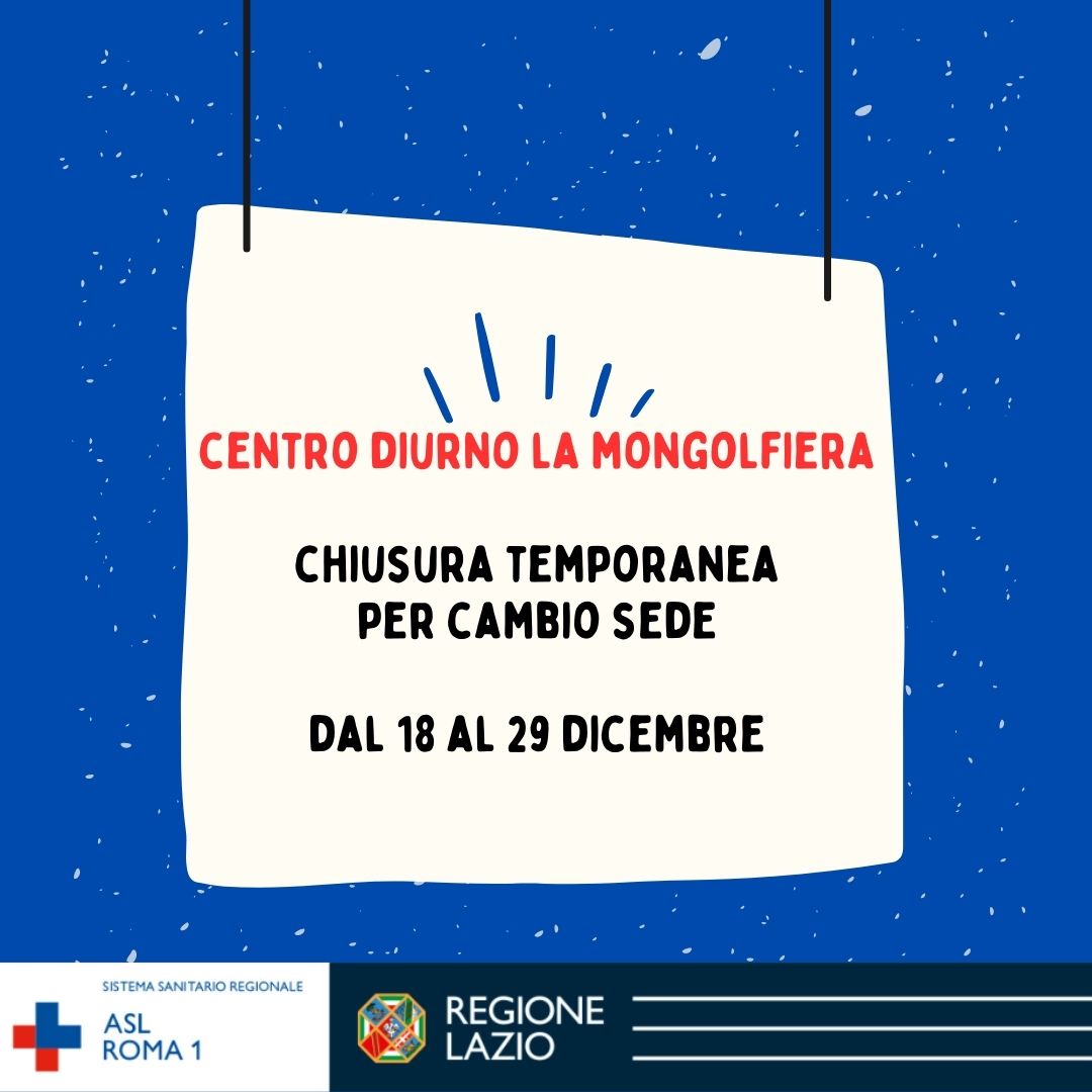 Centro Diurno "La Mongolfiera": chiusura temporanea dall'11 al 29 dicembre e successivo cambio di sede