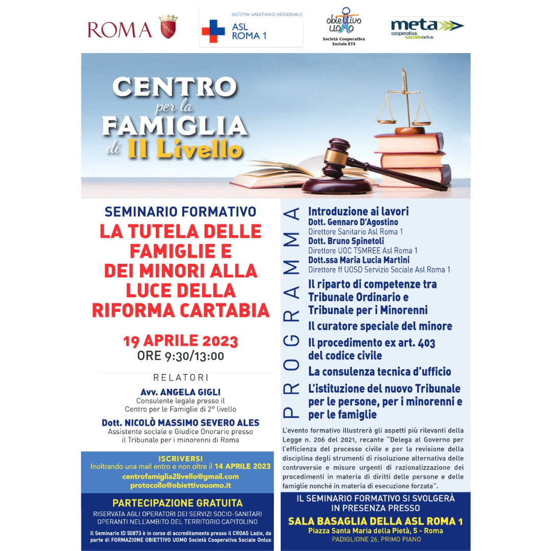 locandina con il programma dell'evento Seminario La tutela delle famiglie e dei minori