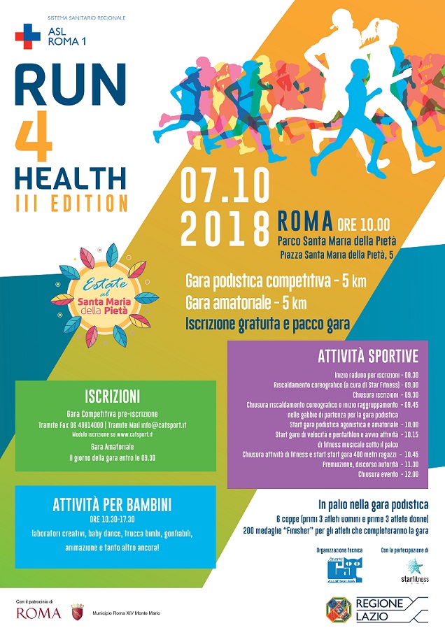 “Run 4 Health” - terza edizione della gara podistica del Parco di Santa Maria della Pietà, quest'anno competitiva