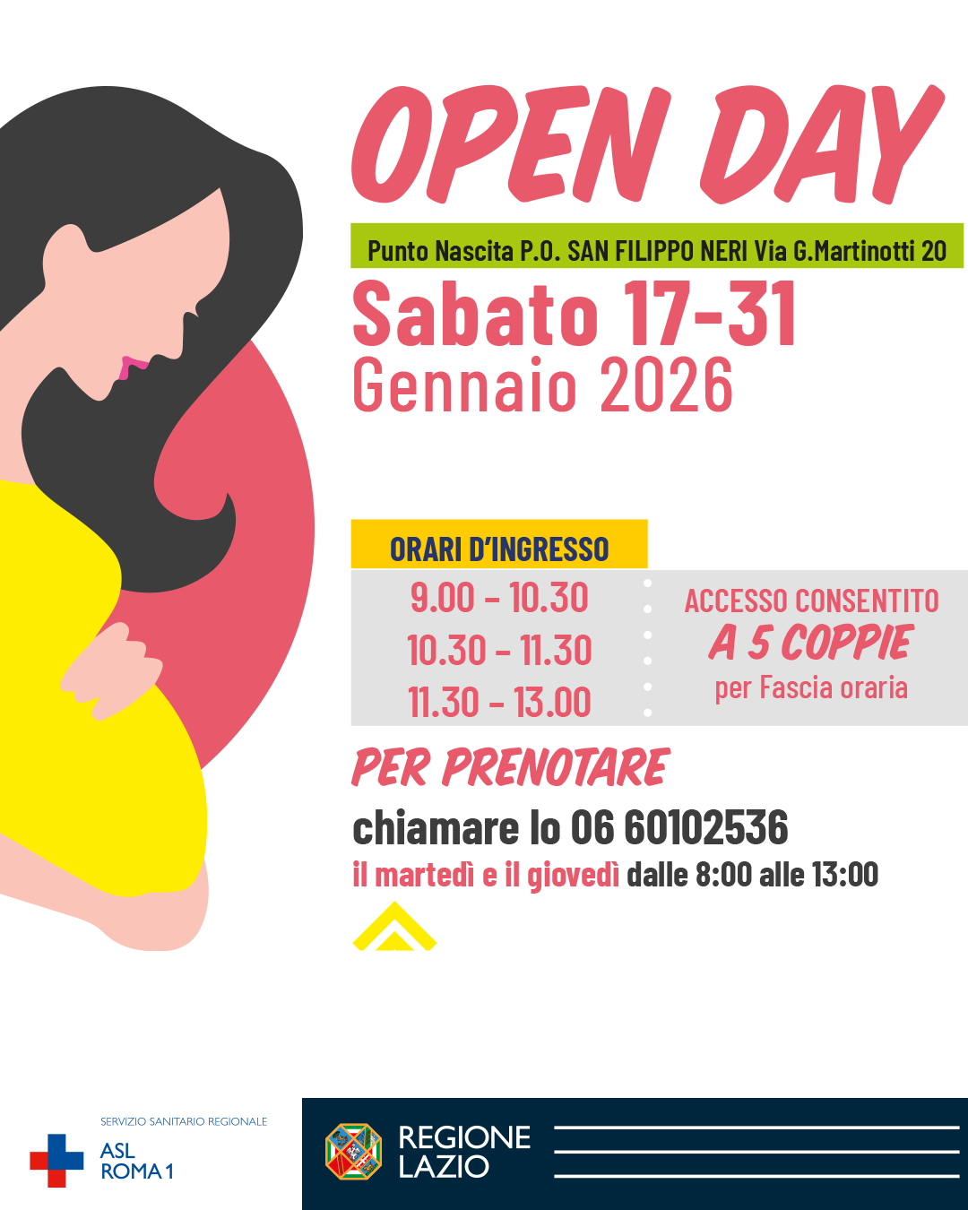 Il 17 ed il 31 gennaio tornano gli Open Day Punto Nascita: come aderire agli appuntamenti del San Filippo Neri