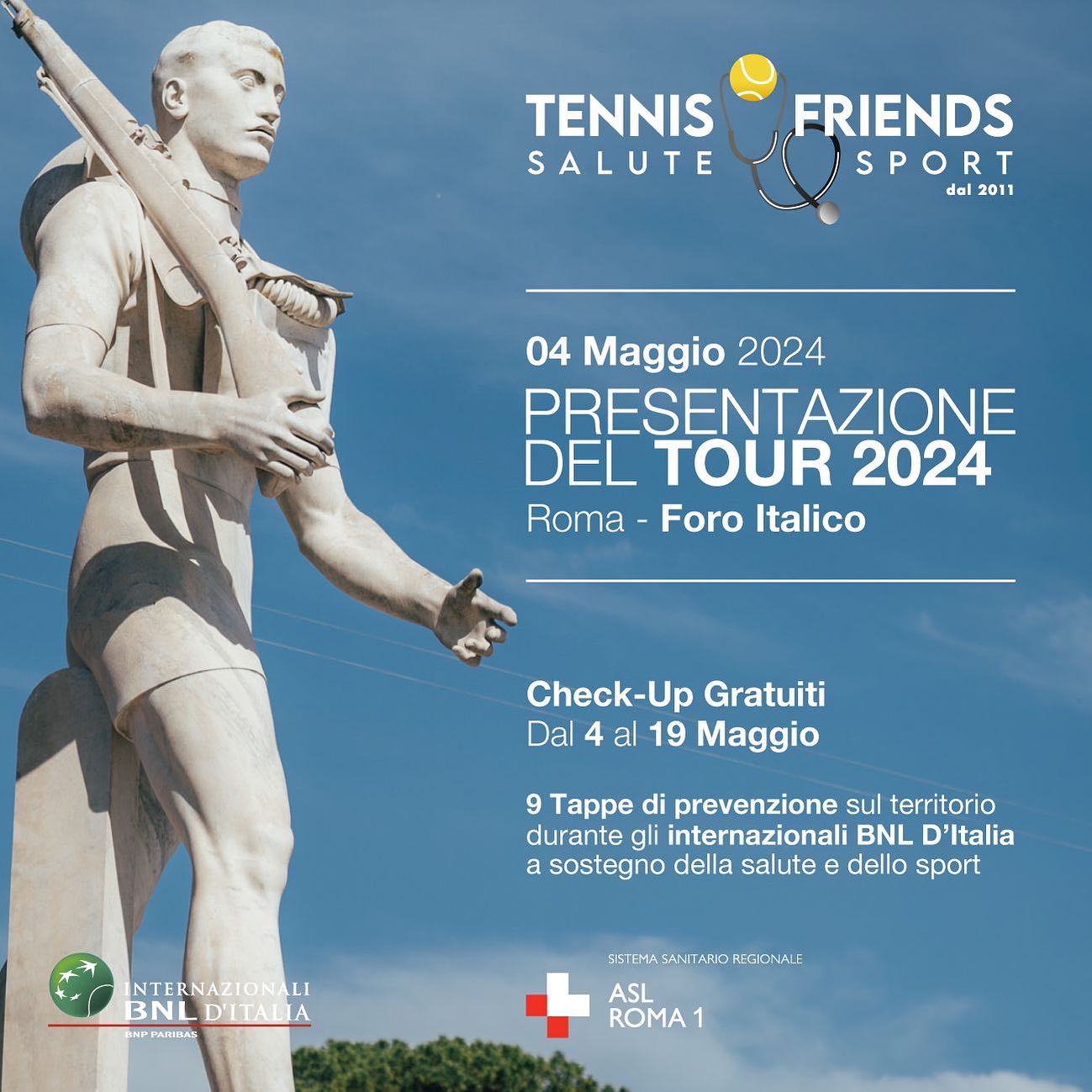 4-19 maggio “Tennis and Friends”, la ASL Roma 1 in campo per la prevenzione