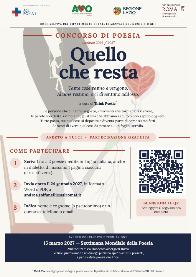 "Quello che resta", concorso di poesia a cura del DSM del Distretto 13 - Regolamento