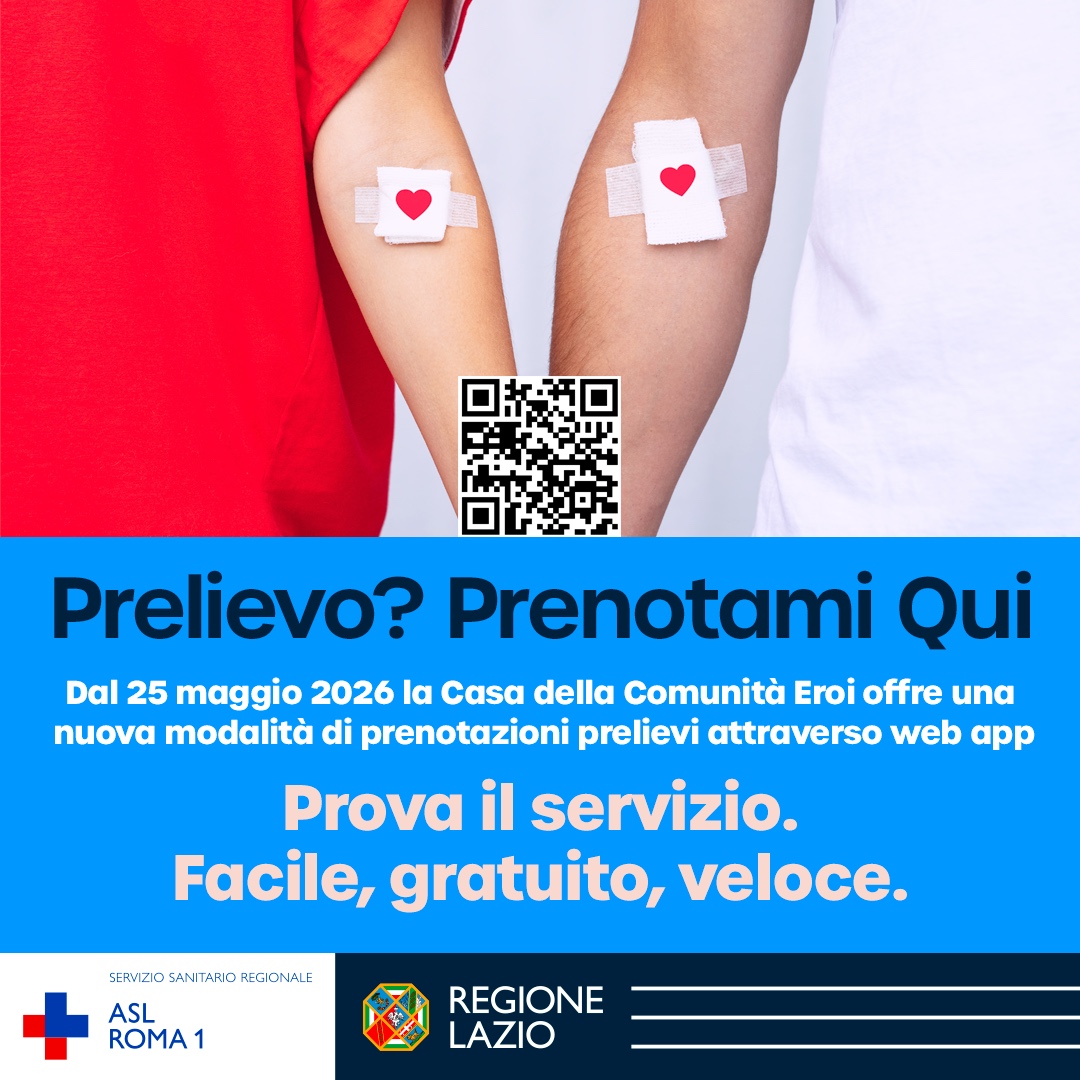 Prenota i prelievi con l'App Prenotami, dal 25 maggio alla Casa della Comunità Eroi
