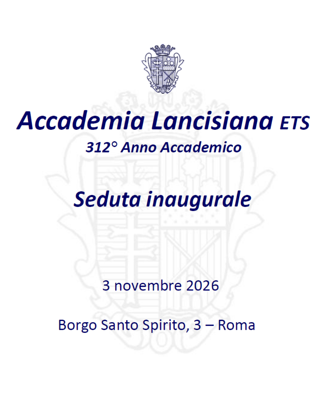 Accademia Lancisiana: il 3 novembre la Seduta Inaugurale dell'Anno Accademico 2026-2027