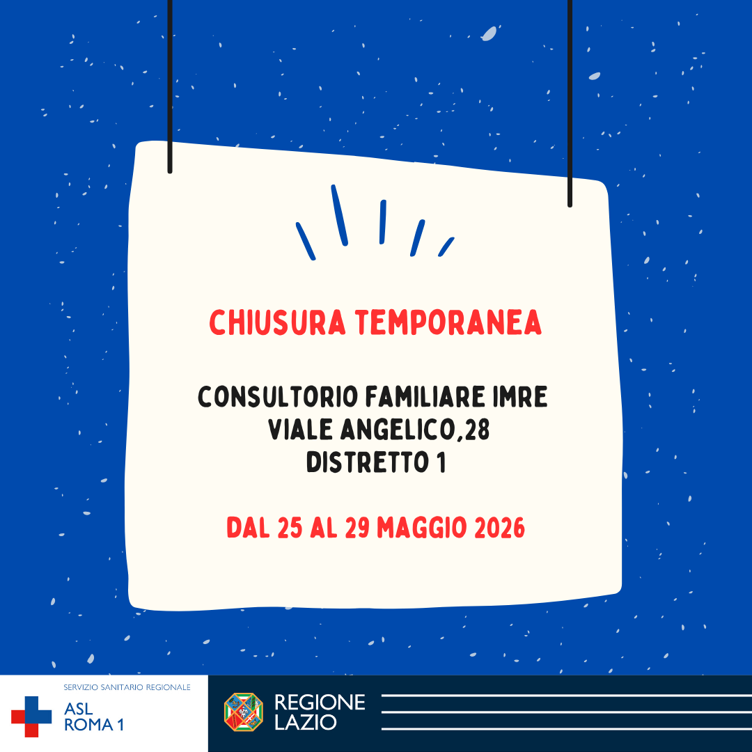 Dal 25 al 29 maggio chiusura temporanea Consultorio Familiare IMRE, viale Angelico 28