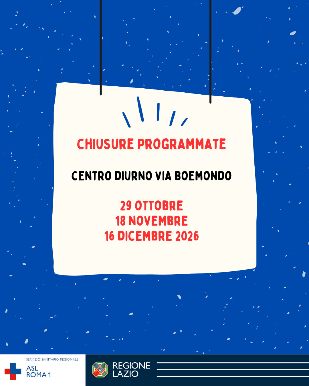Centro Diurno Boemondo, tre chiusure programmate il 29 ottobre, il 28 novembre e il 26 dicembre dalle 8.30 alle 13....