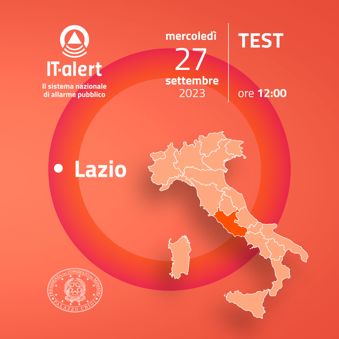 IT-Alert, nuova data per il test nel Lazio