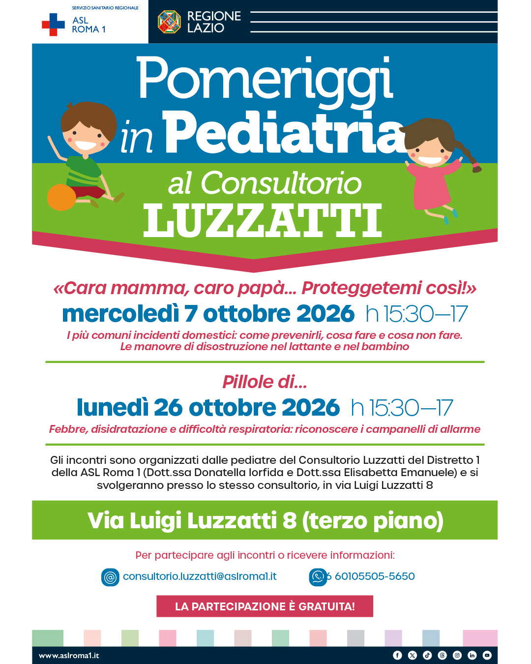 Pomeriggi in Pediatria: il 7 ed il 26 ottobre due incontri dedicati ai genitori a tema prevenzione alla Casa della ...