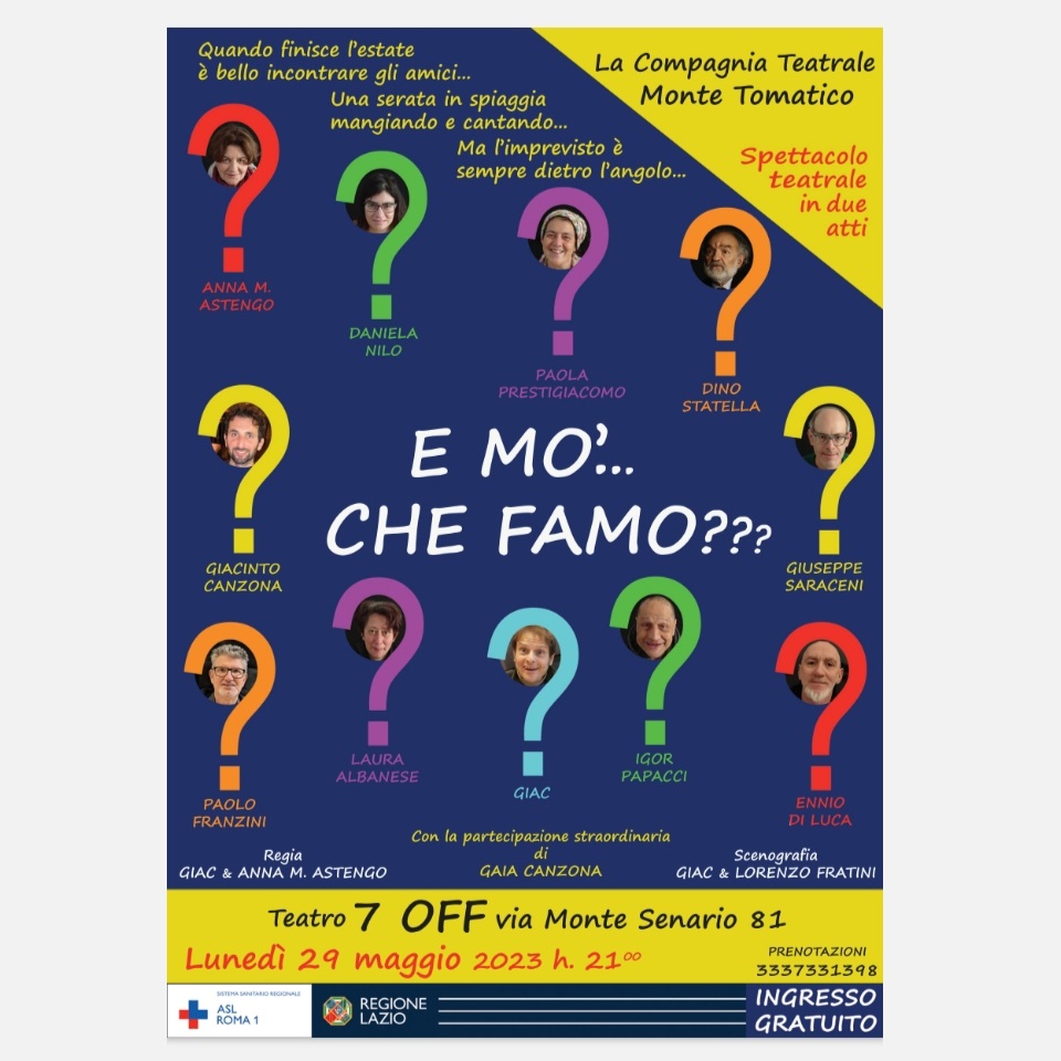 29 maggio Spettacolo “E mo’… che famo???” del Centro Diurno Monte Tomatico