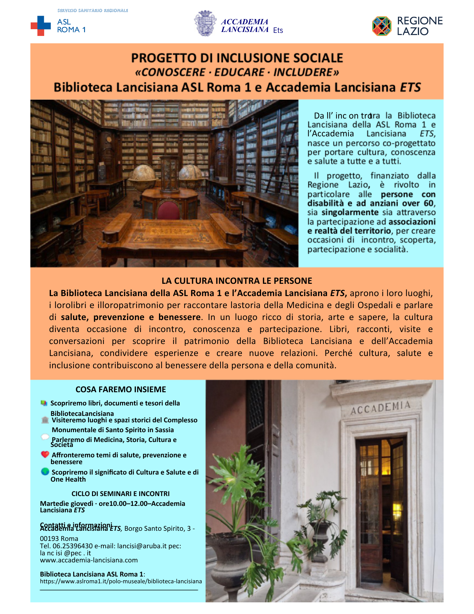 “Conoscere Educare Includere”, un progetto di inclusione sociale nato dalla collaborazione tra  Biblioteca Lancisia...