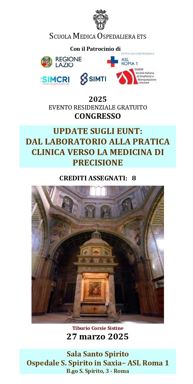 27 marzo evento ECM “Update sugli EUNT: dal laboratorio alla pratica clinica verso la medicina di precisione”