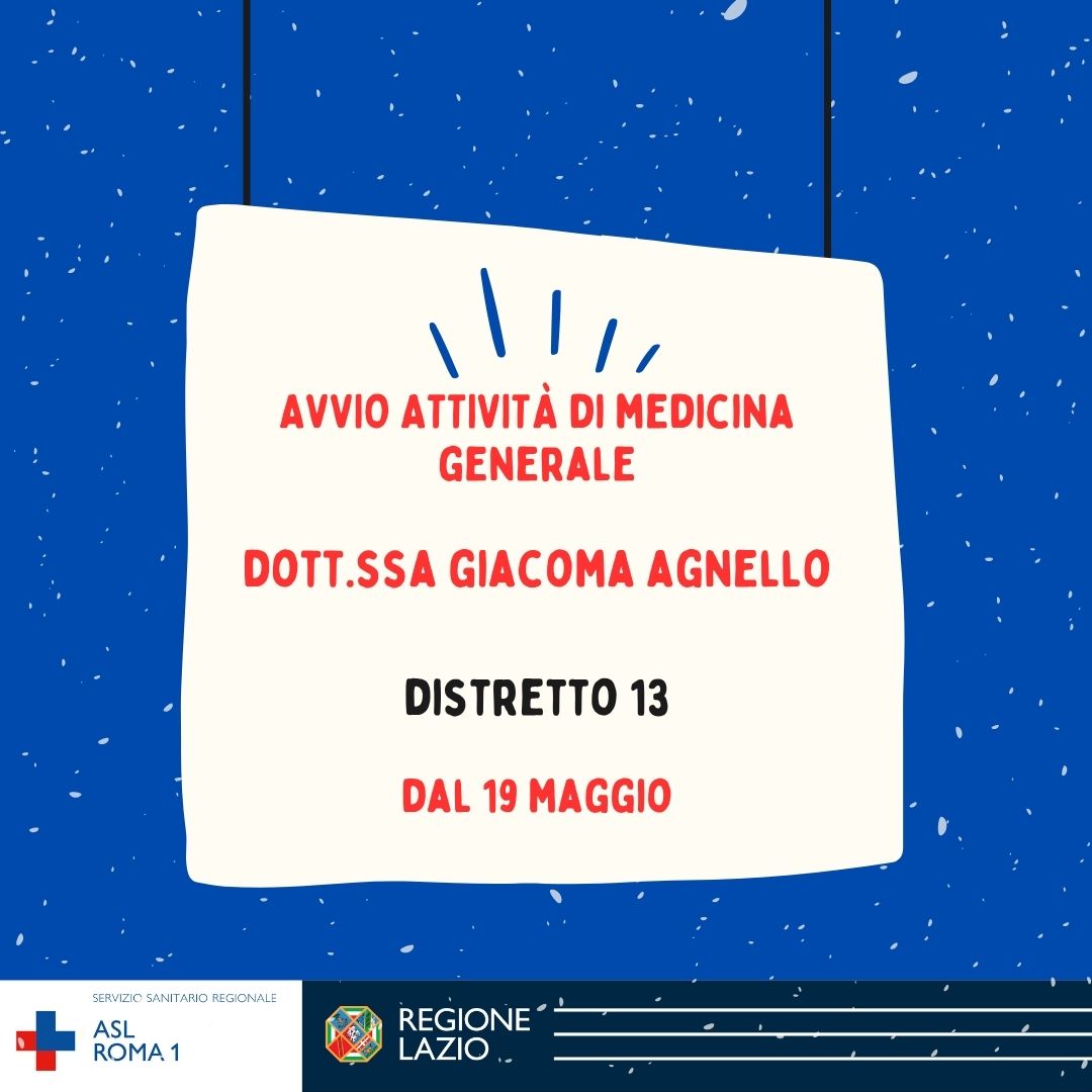 Avvio nuova attività di Medico di Medicina Generale - Dott.ssa Giacoma Agnello