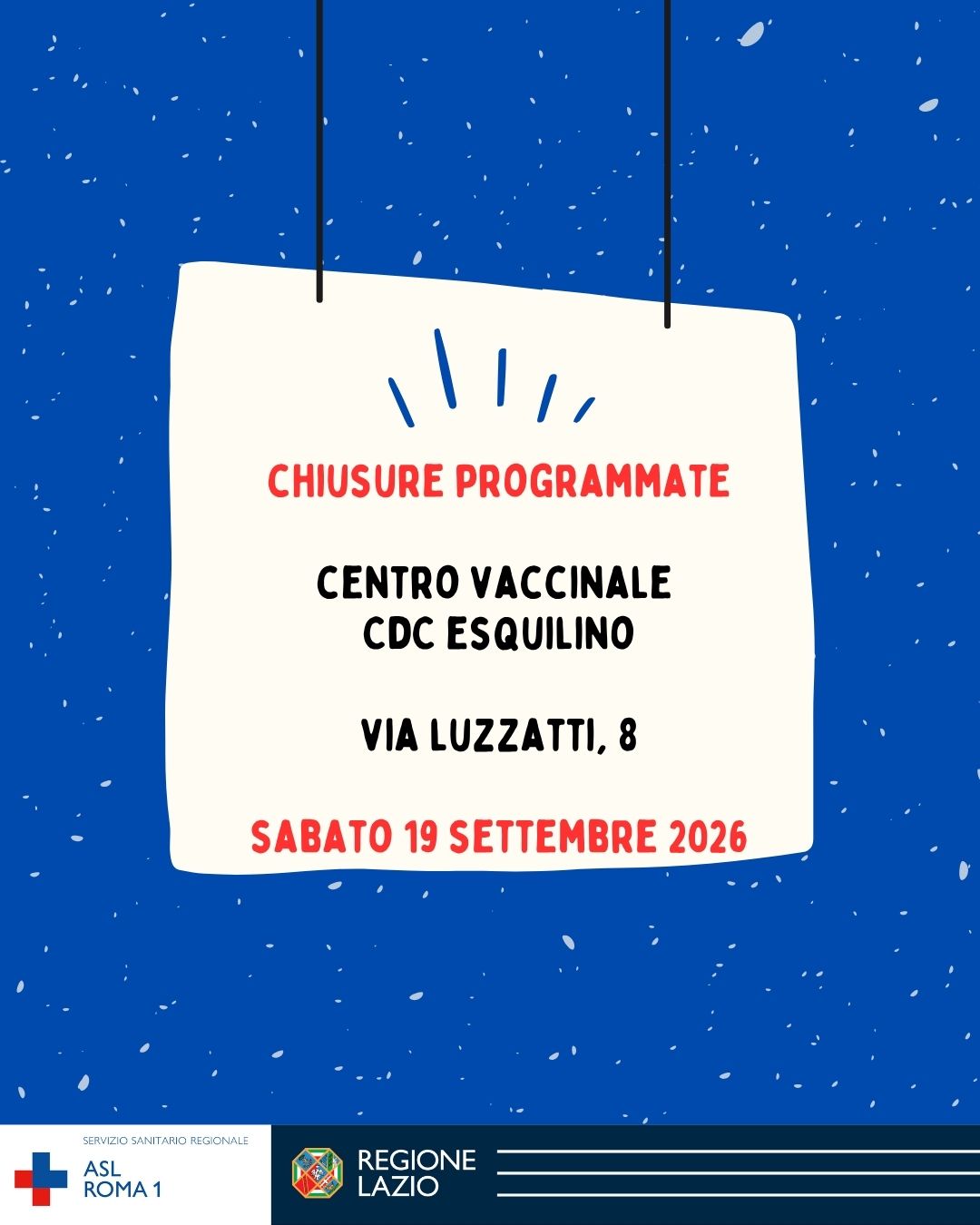 Centro Vaccinale via Luzzatti,8 : chiusura programmata sabato 19 settembre